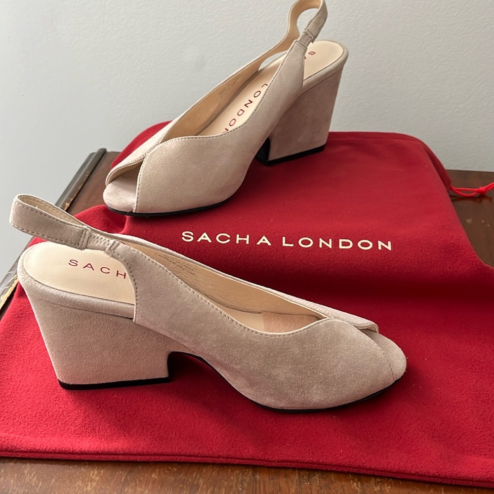 Sacha London suede sling back heels. Never worn, 3” heel, bought 1 year ago.